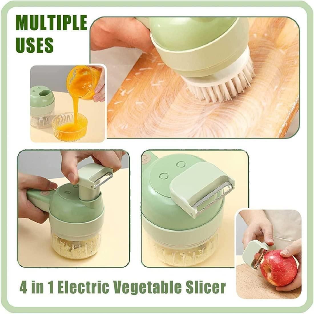 🥕 4-in-1 Portable Electric Vegetable Cutter Set | Wireless Food Chopper