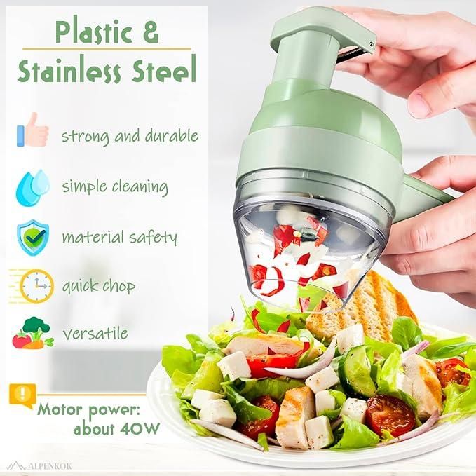 🥕 4-in-1 Portable Electric Vegetable Cutter Set | Wireless Food Chopper