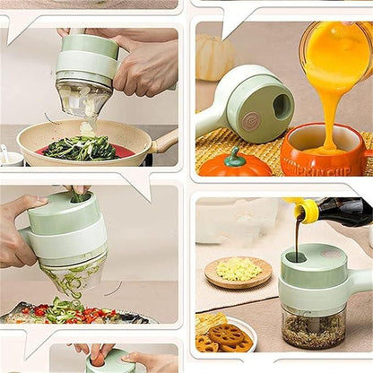 🥕 4-in-1 Portable Electric Vegetable Cutter Set | Wireless Food Chopper