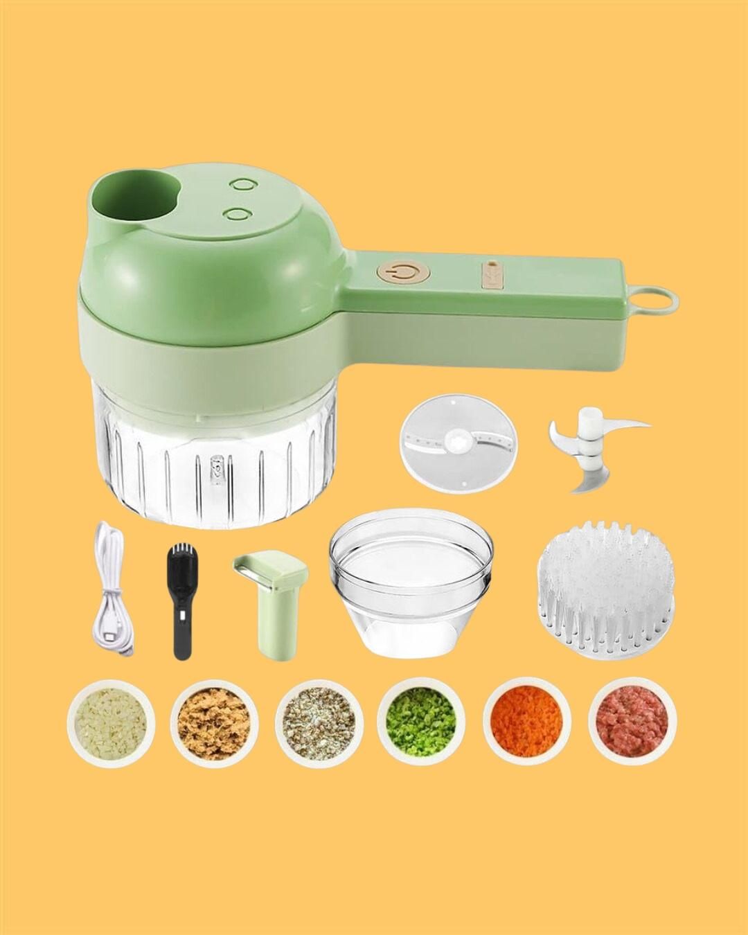 🥕 4-in-1 Portable Electric Vegetable Cutter Set | Wireless Food Chopper