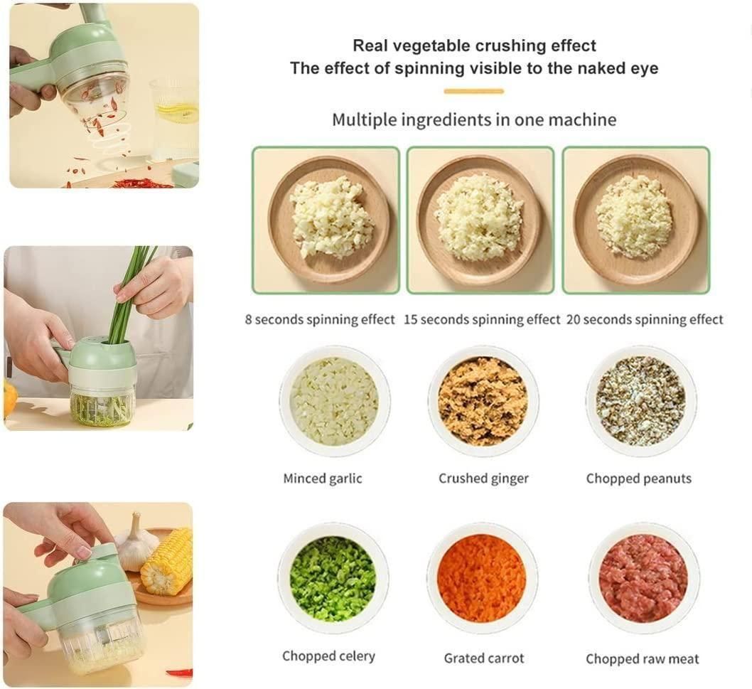 🥕 4-in-1 Portable Electric Vegetable Cutter Set | Wireless Food Chopper