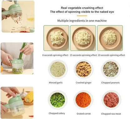 🥕 4-in-1 Portable Electric Vegetable Cutter Set | Wireless Food Chopper