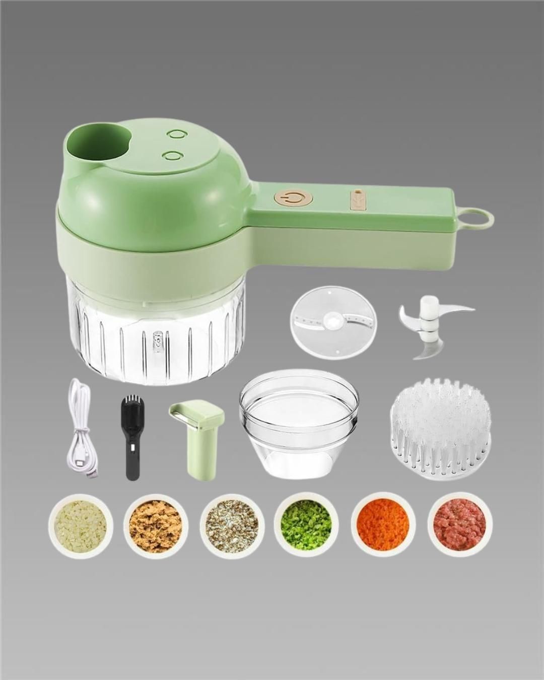 🥕 4-in-1 Portable Electric Vegetable Cutter Set | Wireless Food Chopper
