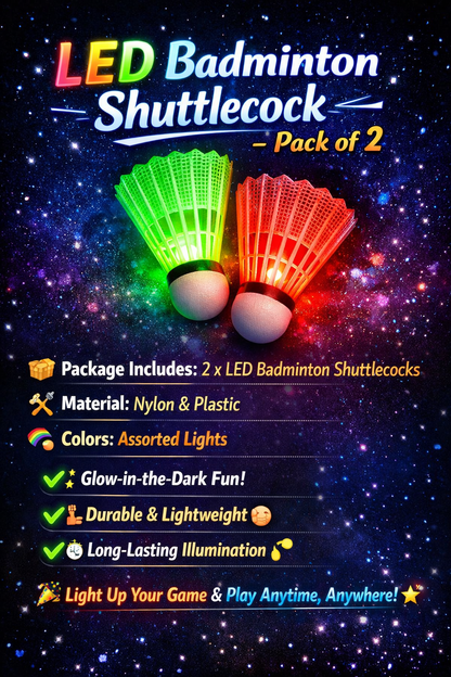 LED Badminton Shuttlecock - Pack of 2
